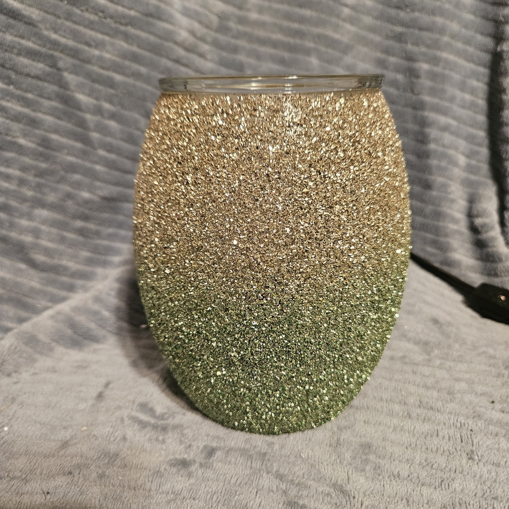 Scentsy Gold and Green Glitter Warmer